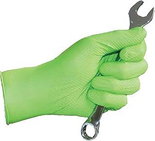 Python Grip Nitrile Gloves - 6MIL Diamond Textured - High Vis Green - Extra Large - Powder & Latex Free - 10 Boxes - 900 Gloves