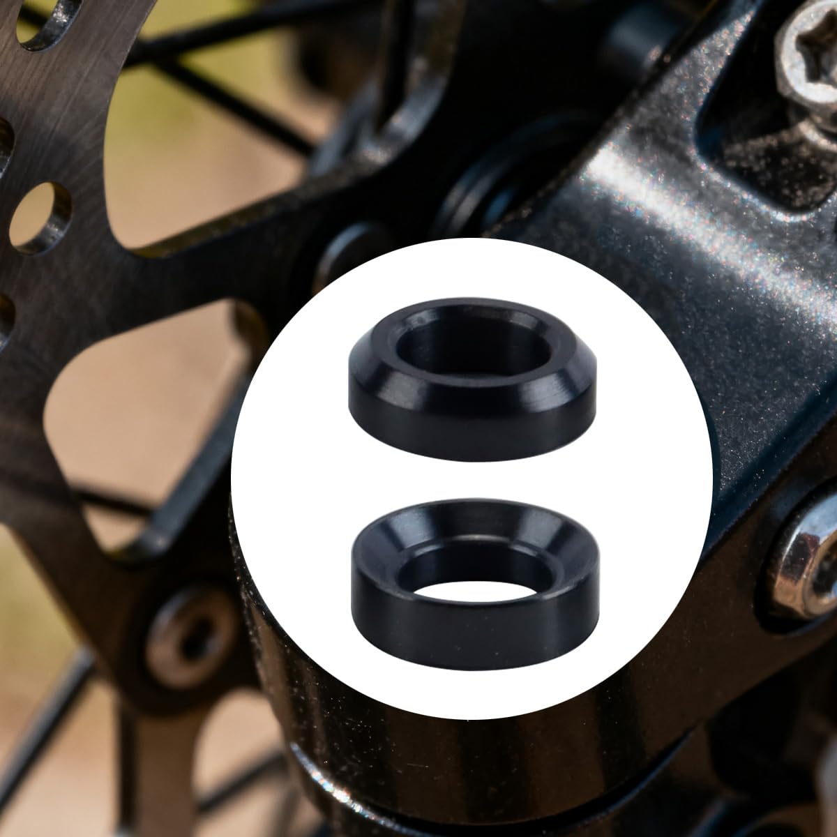 2 set di rondelle distanziali per viti freno M6 in titanio per pinze freno per mountain bike, viti fisse concave, convesse, disco di bilanciamento