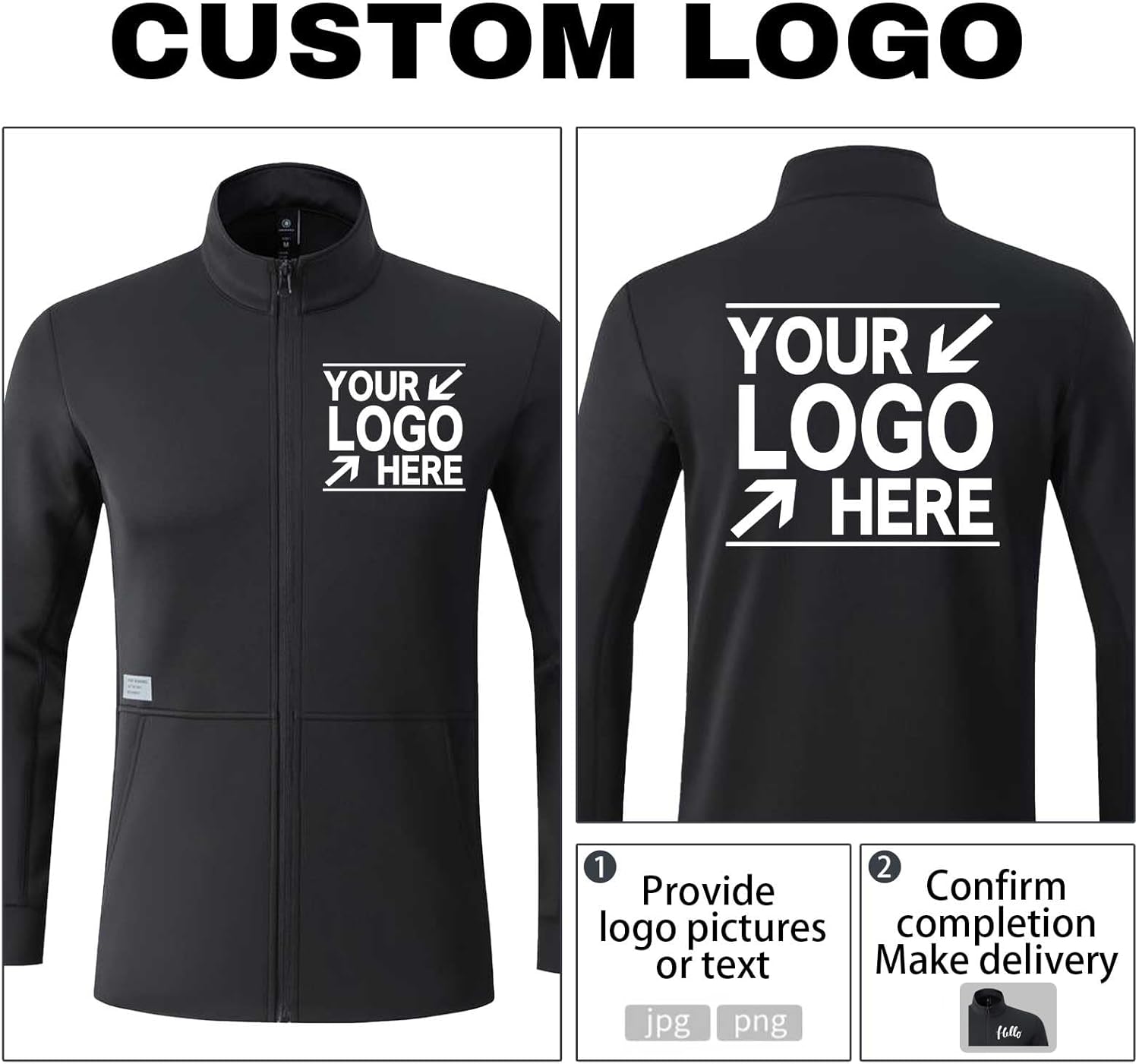 Custom Mens Active Jacket Outerwear Personalized with Logo Text Full Zip Running Athletic Track Team Uniform