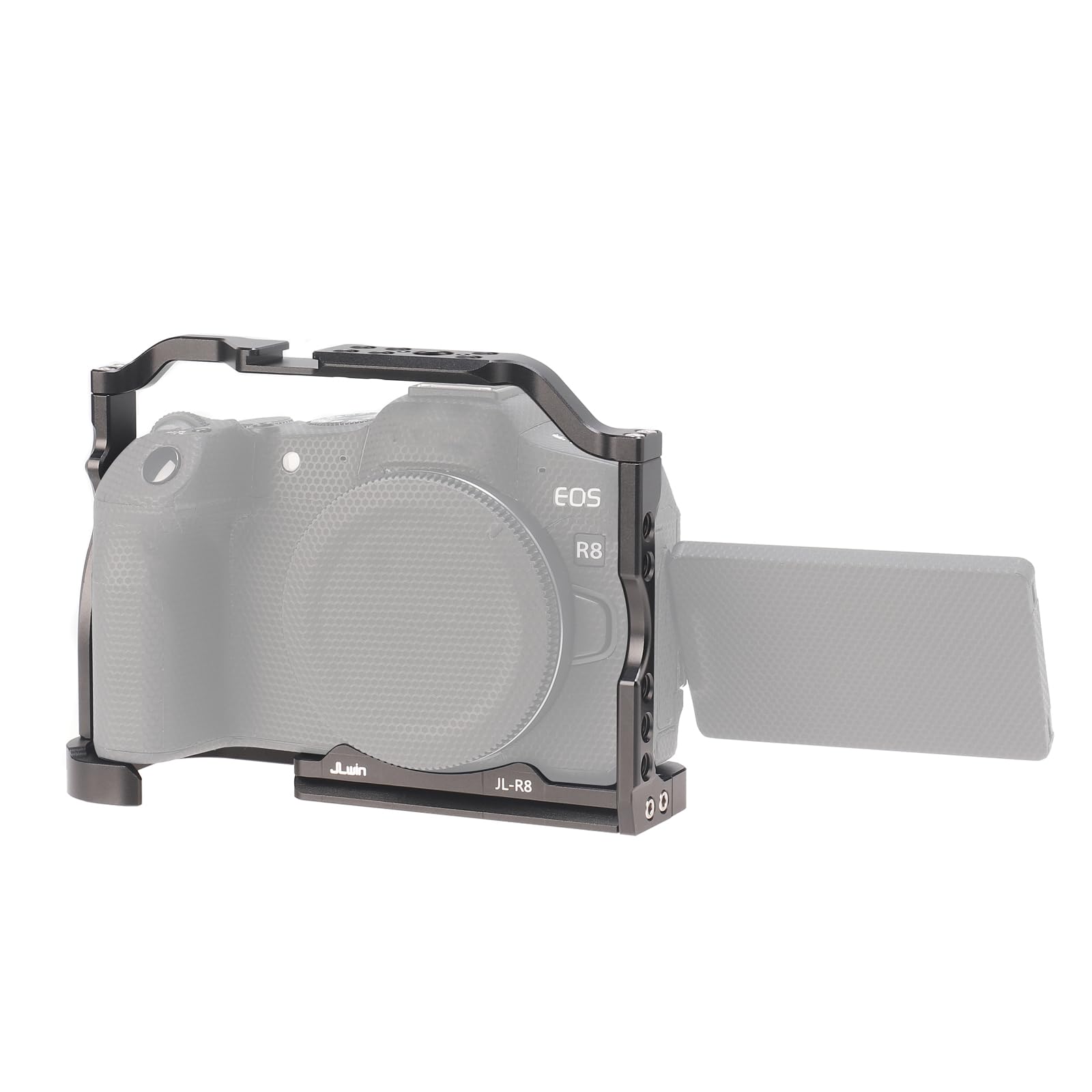 FOTGA Cage et poignée supérieure pour appareil photo Canon EOS R8 & EOS RP, alliage d'aluminium, caméra de vlogging vidéo, avec plaque de dégagement rapide pour chaussures froides pour Arca Swiss
