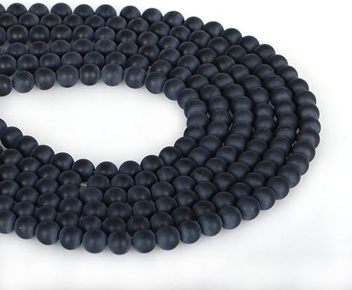 Miniatura 2 de (ónix mate) - Cuentas redondas sueltas de piedra natural, piedra energética, potencia curativa para la fabricación de joyas, 1 hebra, 35-37 unidades