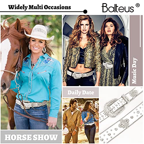 Women Men Rhinestone Belt,Fashion Western Cowgirl Cowboy Bling Studded Design Leather Belt Diamond Belt For Jeans Dress,White,L #TOP4