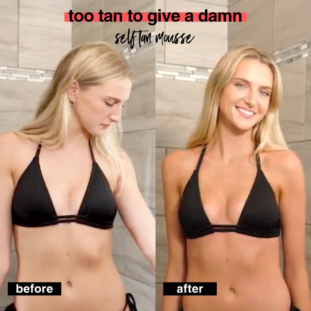 b.tan Insanely Dark Self Tanner | Too Tan To Give A Dam - 100% Natural, Fast, 1 Hour Sunless Tanner Mousse, No Gimmicks, No Fake Tan Smell, No Added Nasties, Vegan, Cruelty & Paraben Free, 6.7 Fl Oz