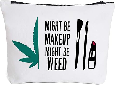 Amazon Com Funny Leaf Makeup Cosmetic Bag Zipper Pouch Might Be Makeup Might Be Cosmetic Travel Bag Toiletry Make Up Case Pouch Gifts For Women Stoner Friend Beauty Personal Care