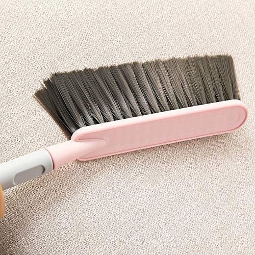 Image of Household Brush Sweeping, Cleaning Floors Long Handle Dust for Tiles, Carpet, Bed, Sofa,Mattress, Window, Bathroom, Car Seat, Curtain, Cleaner Home (Pink)