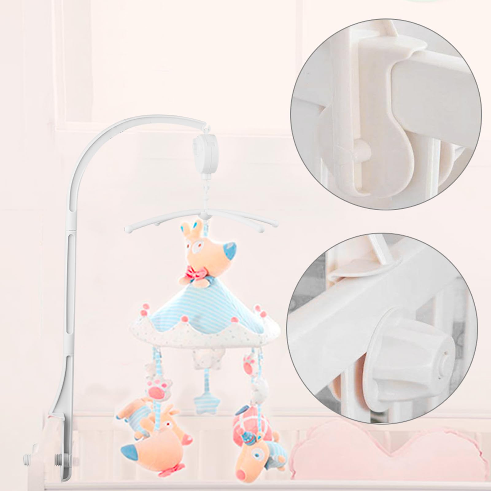 Culla Mobile Per Lettino Con Carillon Meccanico - Braccio Regolabile, Ideale Per Neonati E Bambini - Foto 4