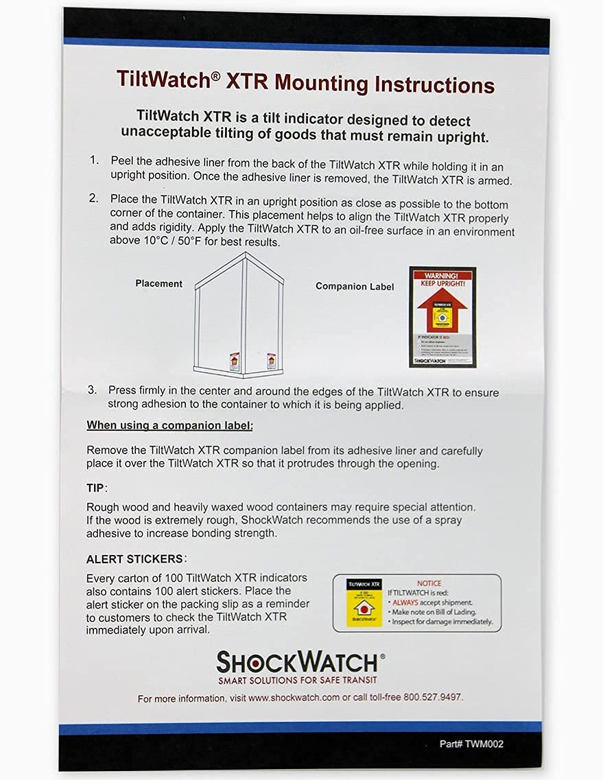 Wskaźniki najazdu Tiltwatch XTR - Opakowanie 20 sztuk