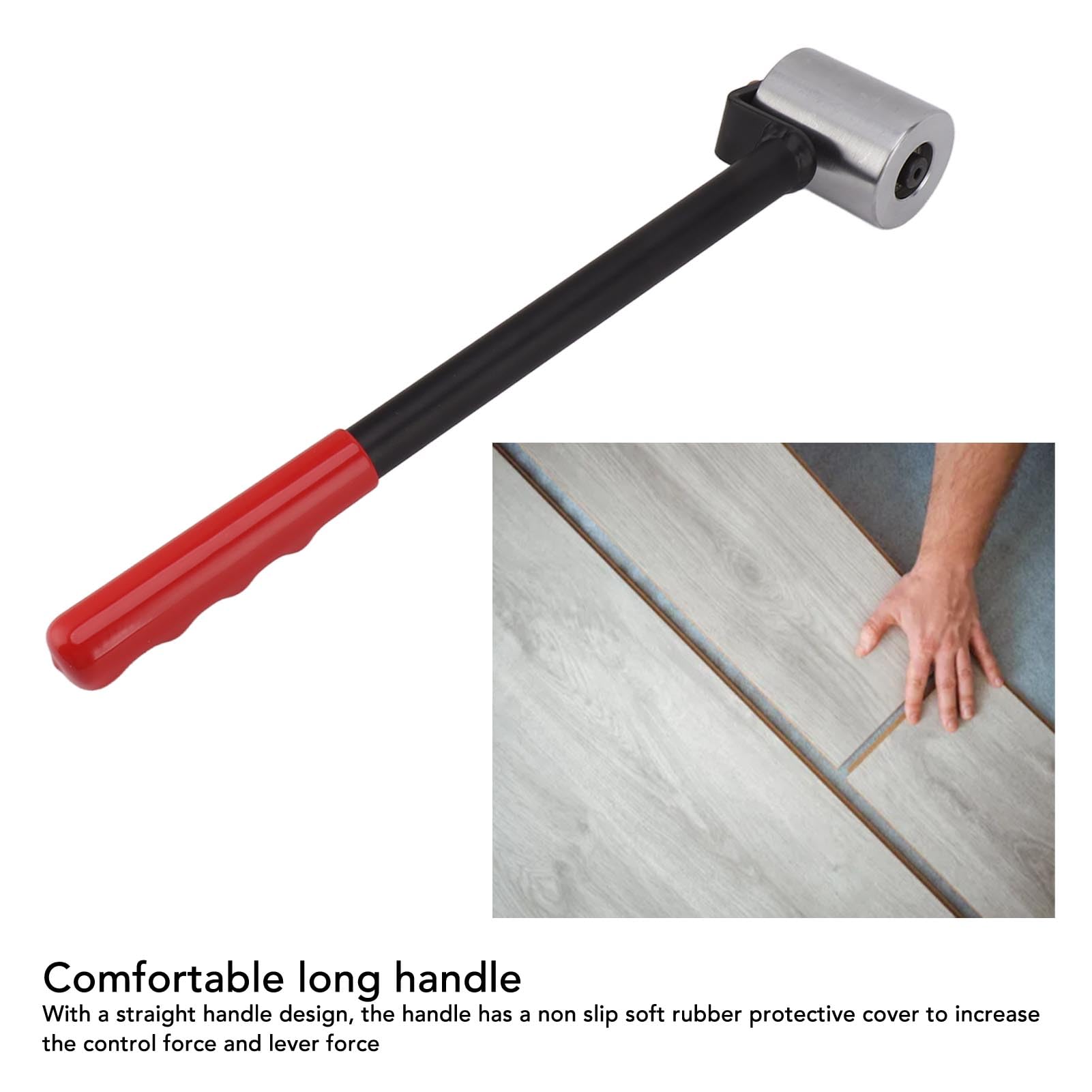 Rodillo de Costura para Papel Tapiz, Rodillo de presión Manual, Eje de Hierro de 6cm con Estructura metálica Recta y Funda de Goma, Mango Largo para el Sellado de Esquina