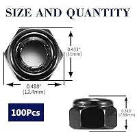 Vista 17 de 5/16-18 Tuercas de bloqueo hexagonales de nailon 5/16-18, 50 tuercas de seguridad de acero inoxidable 304, accionamiento hexagonal, acabado