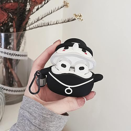 Miniatura 6 de Funda de silicona TPU compatible con AirPods Pro de 21 generación con llavero, diseño luminoso medieval de la peste doctor anime, compatible con