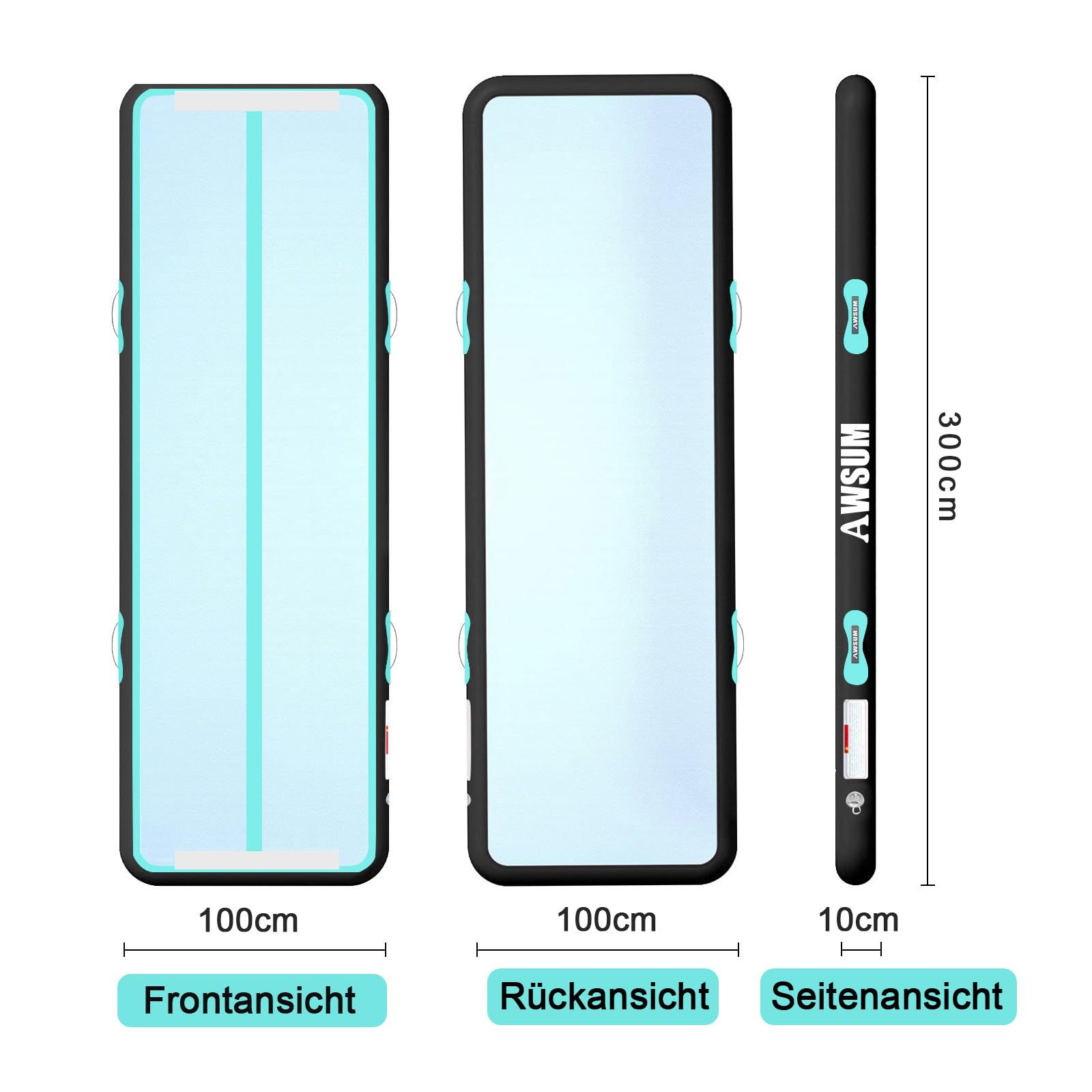 AWSUM Piccolo Grande Tappetini Ginnastica Artistica Gonfiabili 2/3/4/5/6m Tappetino Tappeto Ginnastica Artistica Gonfiabile da Casa con Pompa Palestra Allenamento Cheerleading 10cm 20cm Spessore