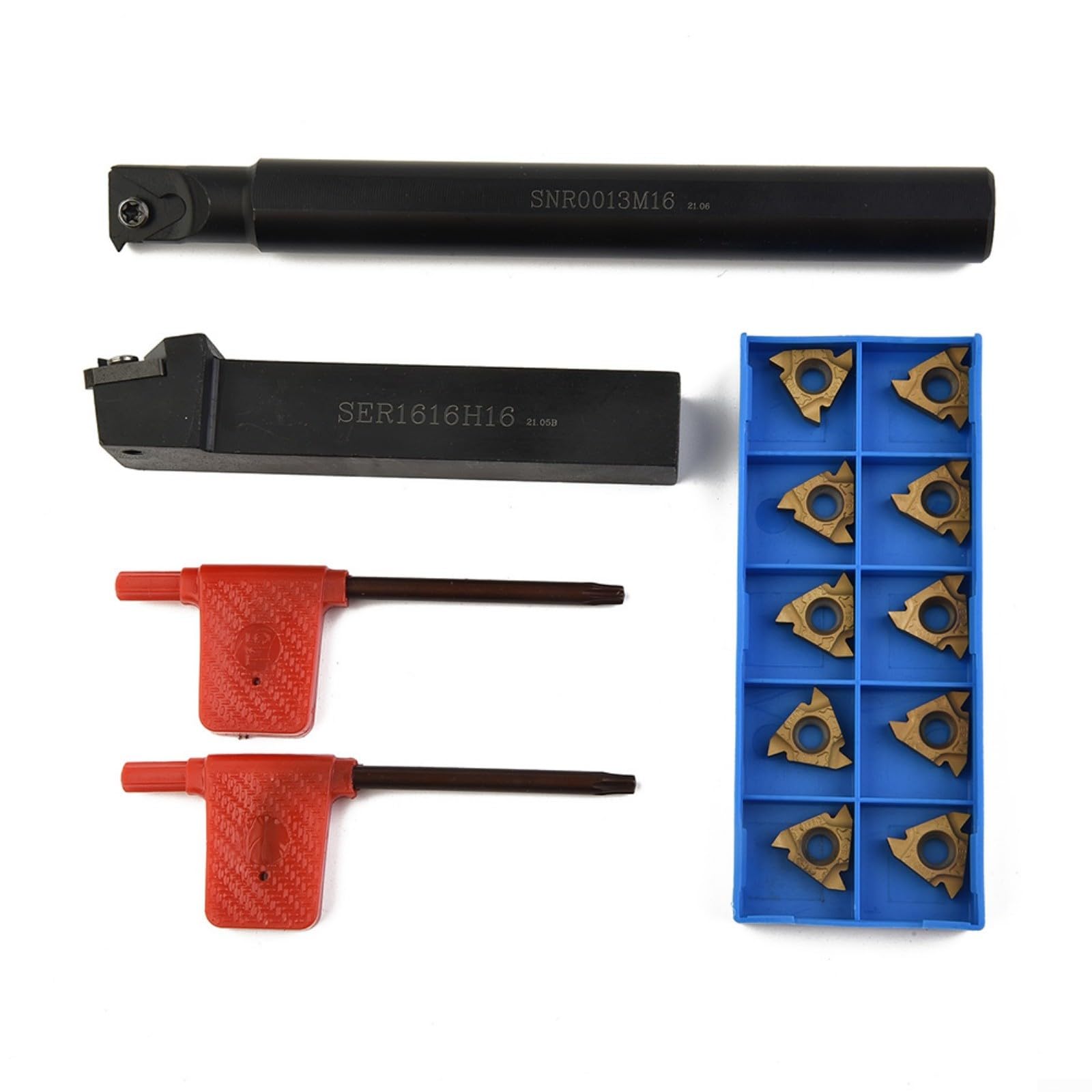Lot de 12 inserts de filetage interne pour barre d'alésage avec porte-outils SER1616H16 et SNR0013M16 pour plaquettes en carbure d'usinage CNC