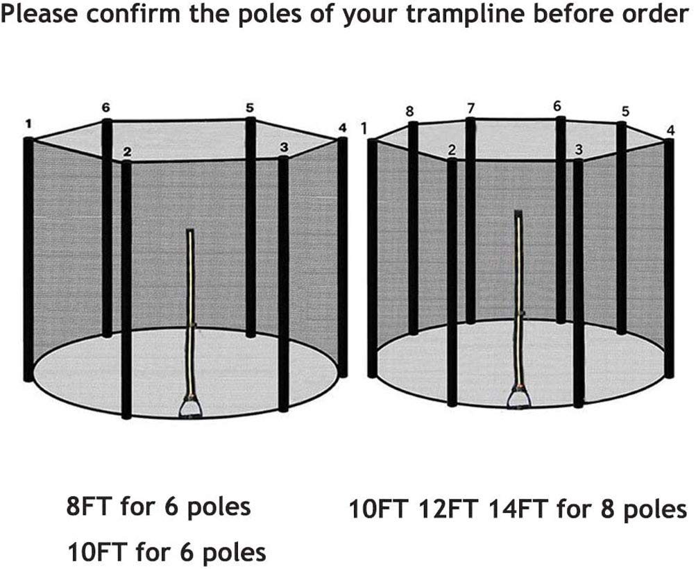 Red de repuesto para cama elástica con cremallera para trampolines de Ø 244 305 366 397 427 cm, accesorios de recreación, cierre de malla densa y segura