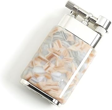Savinelli Soft Flame Mechanical Pipe Lighter (Sasso Beige) | Refillable, 45 Degree Angle, Dual Flame Lighter, Butane Not Included