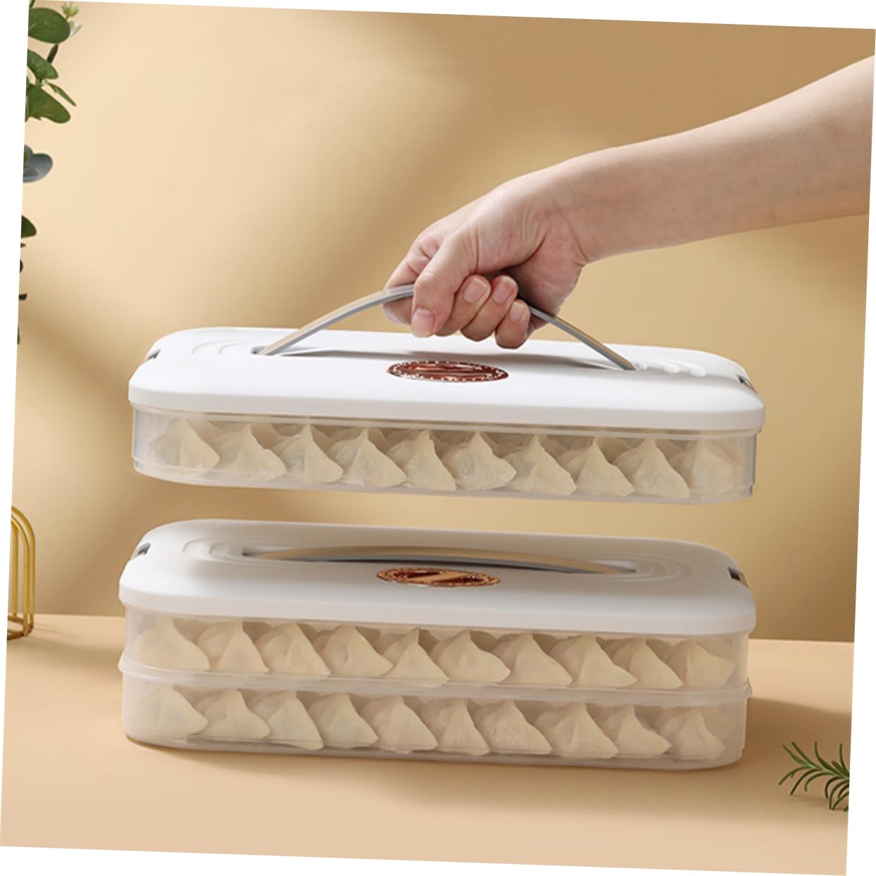 Gatuida Boîte à Raviolis Empilable 3 Couches Blanche En Plastique Alimentaire Résistant Boîte De Rangement Pour Réfrigérateur Et Congélateur Usage Domestique Transportable