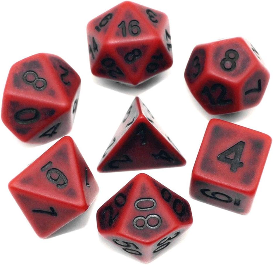 DND Dice Set Ancient RPG Dice for Dungeons and Dragons(D&D) Pathfinder MTG Tabletop Role Playing Game Polyhedral 7-Die Dice Group (Scarlet)