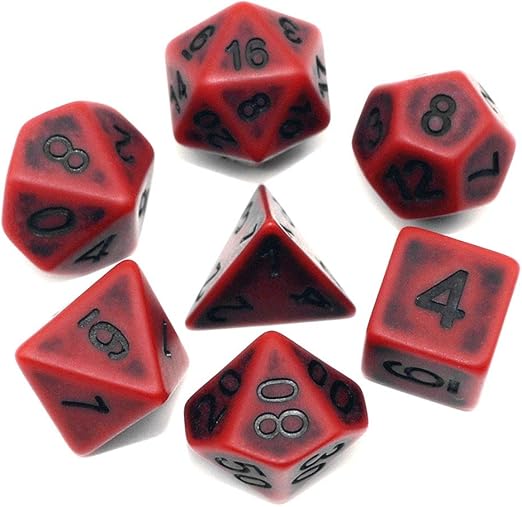 DND Dice Set Ancient RPG Dice for Dungeons and Dragons(D&D) Pathfinder MTG Tabletop Role Playing Game Polyhedral 7-Die Dice Group (Scarlet)