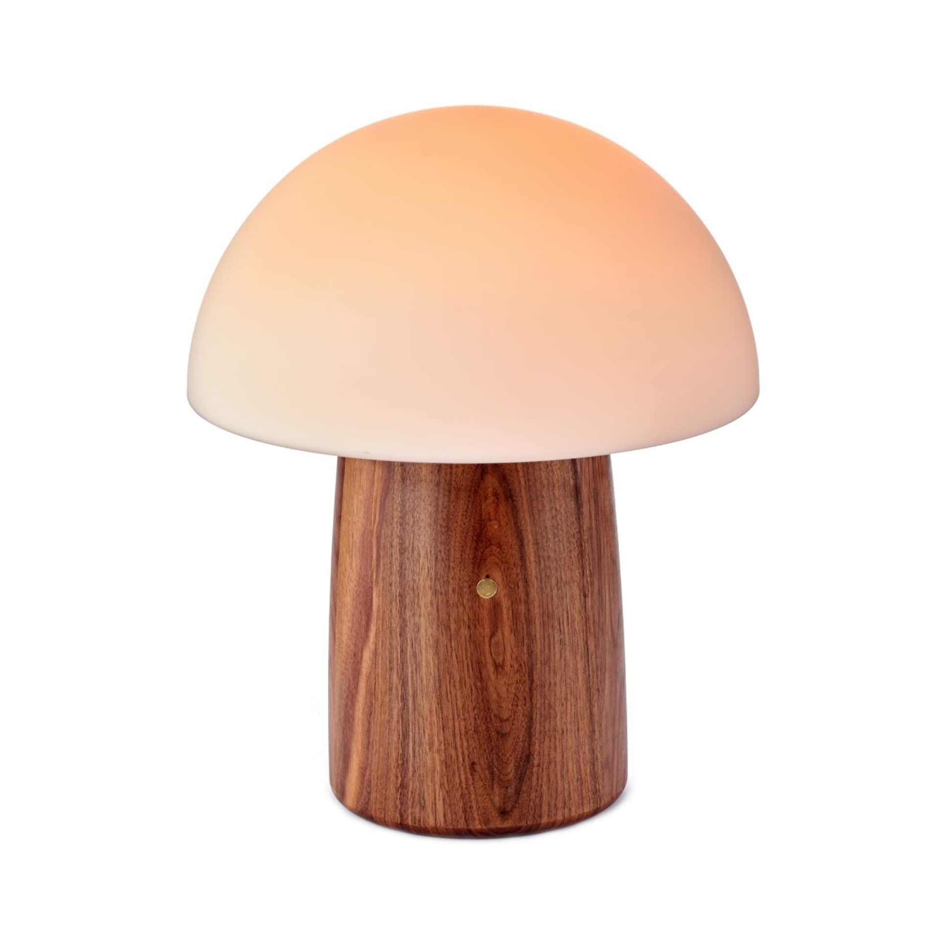 Gingko 7 Colour Changing RGB Alice Mushroom Lamp, Dimmable Mood Light, USB-C Charging, 3 Light Modes, FSC Certified Wood with Frosted Glass, Touch Button Control (Large, Walnut)