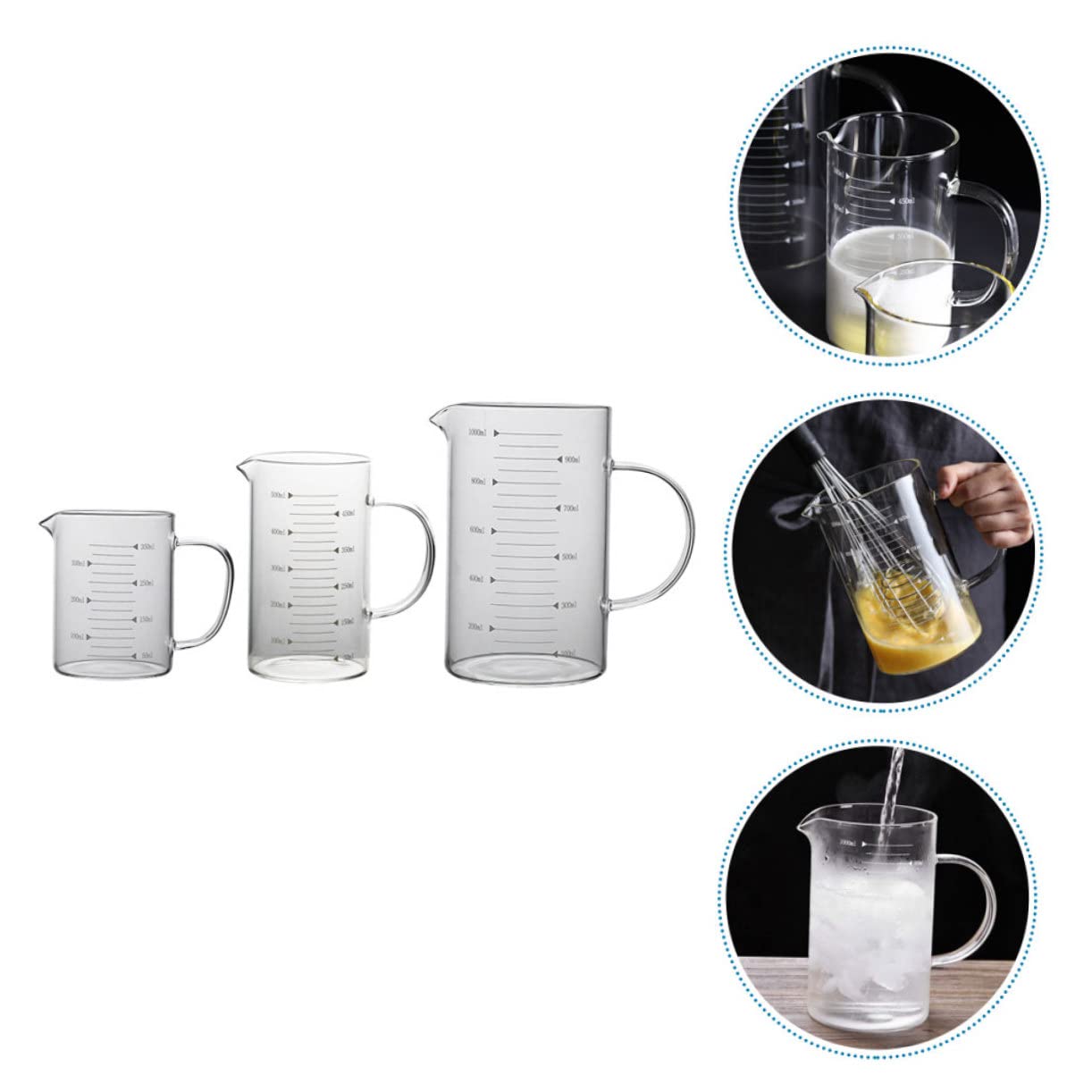 IMIKEYA 3pièces à Mesurer Graduées Mug Pour Lait Jus Et Ingrédients De Pâtisserie Précision Et Lisibilité Assurées
