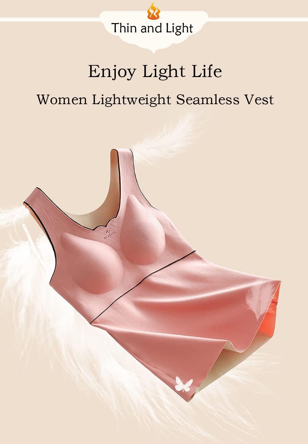 Cherish 3 Pack Women Winter Warm Base Layer Vest Sleeveless Thermal Shirts with Built in Bra Tops Cami Tank Top (L)