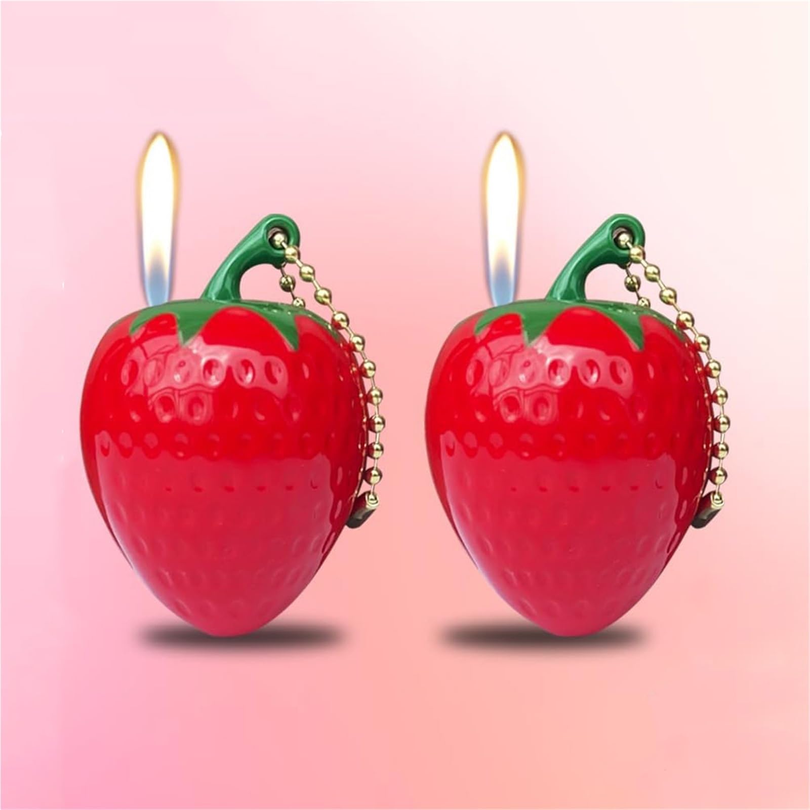 Jxufgyes Women's A 2 Pack Strawberry Shaped Soft Flame Lighters, Portable Lighters, Refillable, Djustable Flame Size, Suitable For Candles Nd Gifts(A)