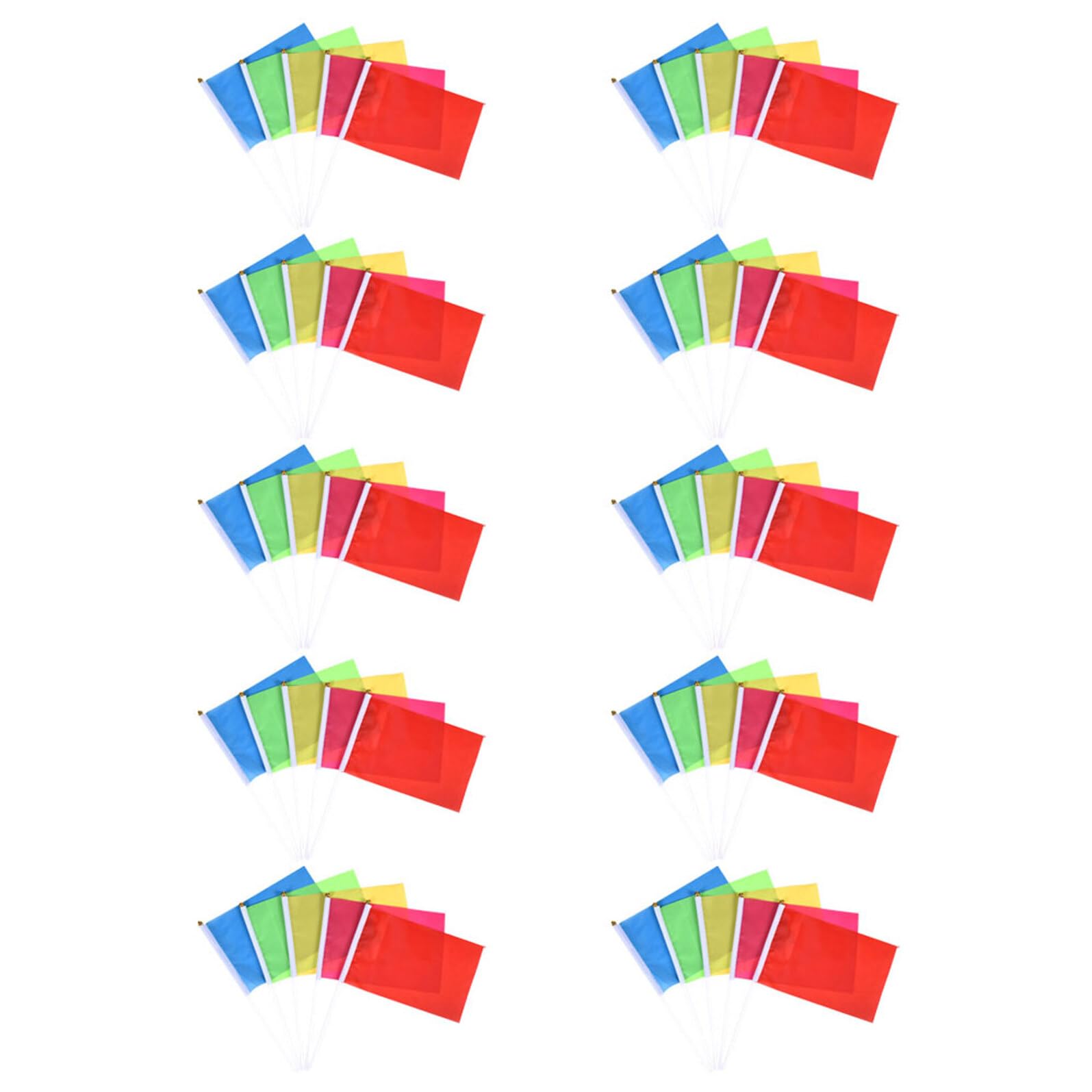 Lot de 100 petits drapeaux à main 20x28 cm colorés pour événements
