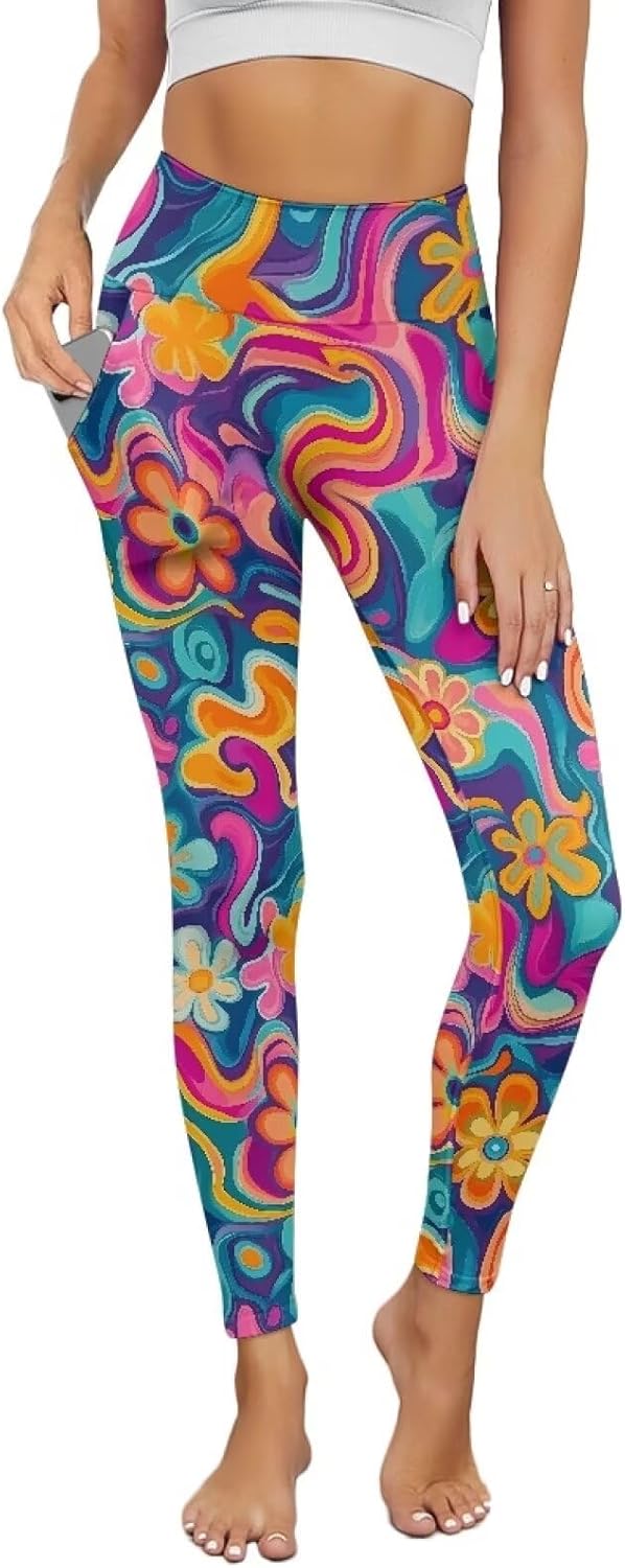 Yoga Leggings for Women with Pockets High Waist Yoga Pants Tummy Control Workout Running Compression Leggings Size XS-3XL - Image 2