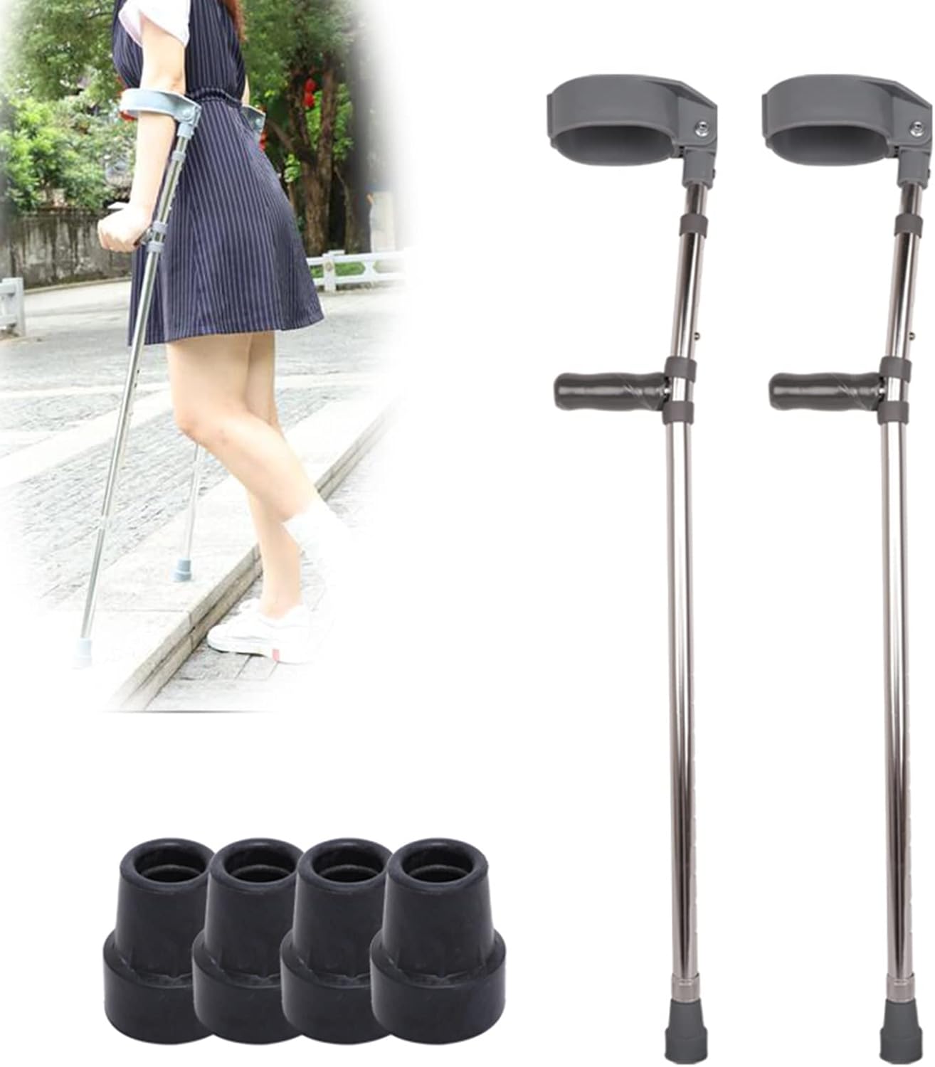 Aluminium Forearm Crutches for Adults, Adjustable Orthopaedic Crutches
