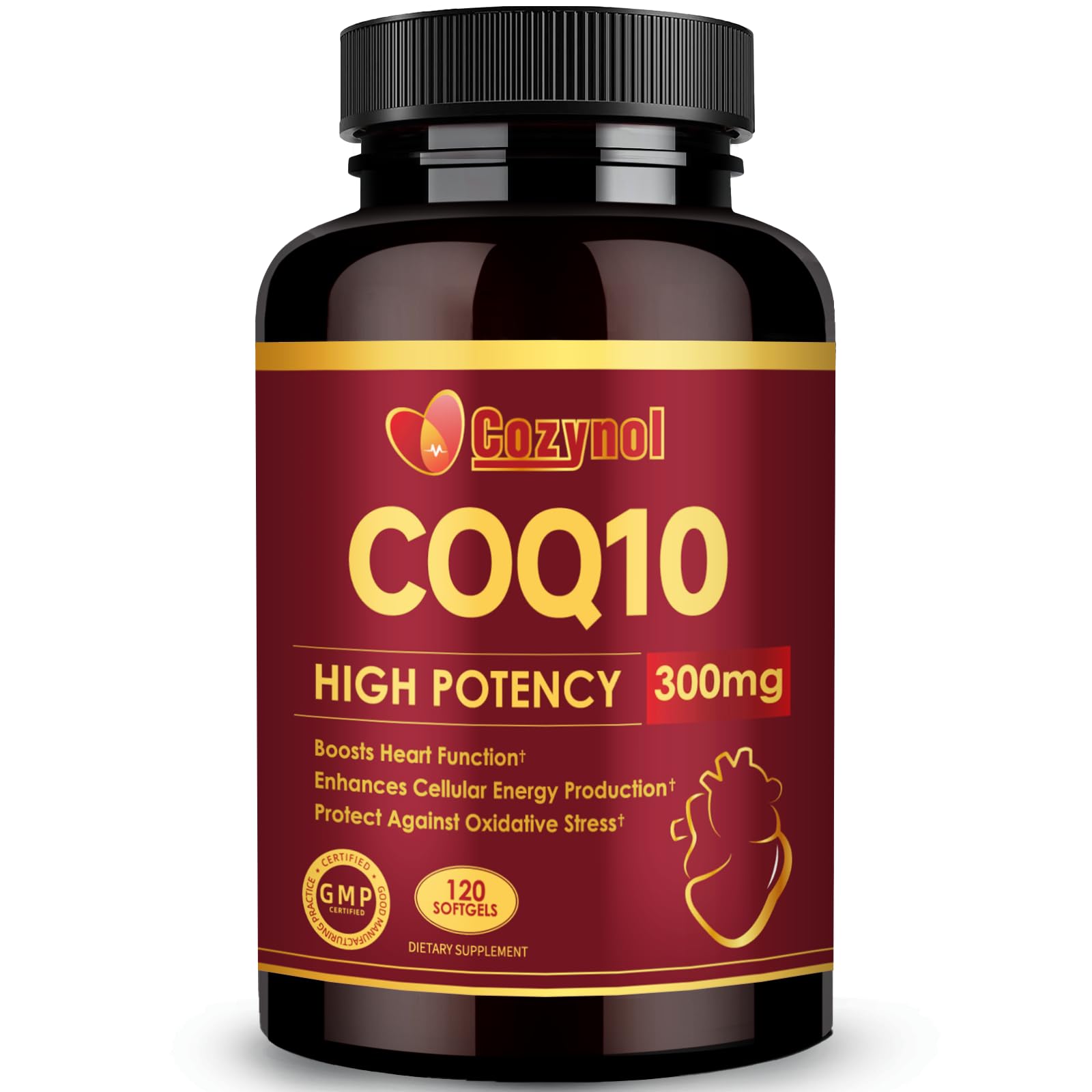 CoQ10 300mg Softgels with PQQ & Omega 3, 120 Count 120 Count (Pack of 1)