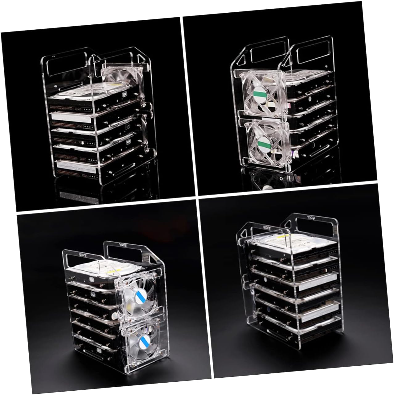 Uonlytech DIY Transparent Hard Drive Bracket Rack Stackable Hard Disk Mounting Kit with Hollow Design for Efficient Heat Dissipation and Long Term Use