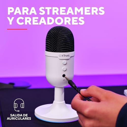 GXTrust 236W Yami Micrófono PC USB para Streaming Podcast Twitch Discord ASMR Youtube PlayStation 5 Juegos, Micrófono de Condensador Cardioide, Micro con Iluminación LED RGB - Blanco - imagen 4