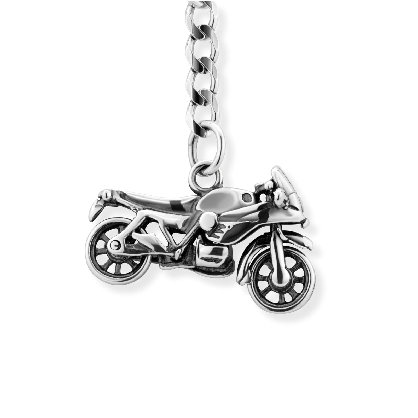 Motorrad Schlüsselanhänger Aus Hochglanzpoliertem 925 Silber