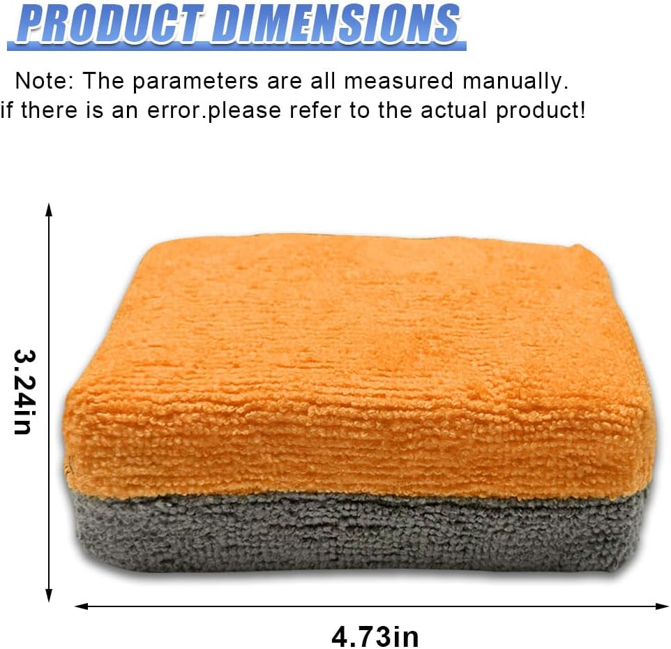 3PCS Microfiber Applicator Pads, Soft No-Scratch Car Wash Sponge, Washable Reusable Ceramic Coating Applicator, Car Paint Detailing Polishing Supplies for Wax Sealant (Orange)