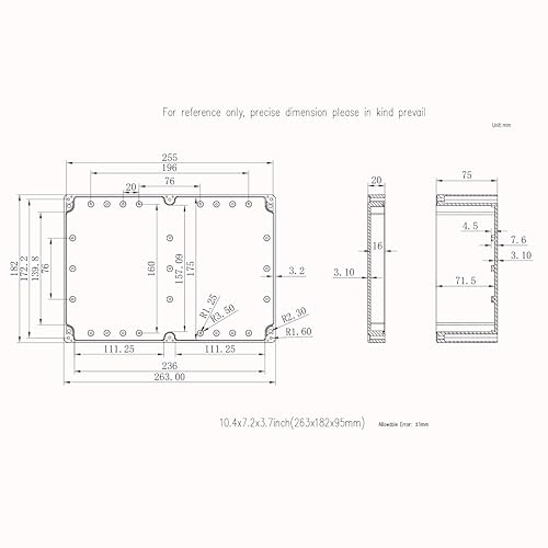 Miniatura 6 de Zulkit. - Caja de plástico impermeable ABS IP65. - Caja de derivación eléctrica - color negro.