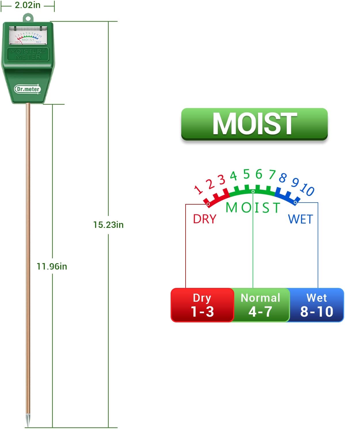Long Probe Soil Moisture Meter & 4-in-1 LCD Display Moisture Meter