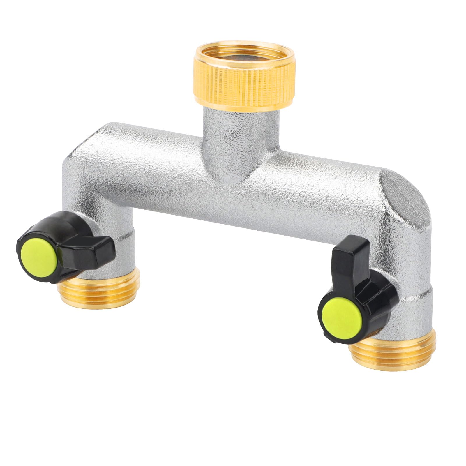 Répartiteur de tuyau d'arrosage 2 voies en laiton nickelé 19mm GHT EEEKit