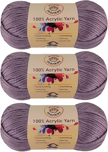 Yonkey Monkey - Hilo acrílico de lujo, paquete de 3 unidades de 10.51 onzas para tejer ganchillo para manualidades (amatista 72)