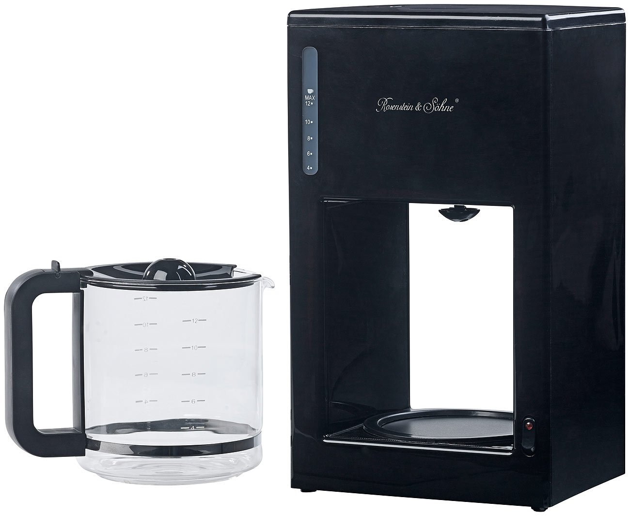 Rosenstein & Söhne Cafeteras de goteo - cafetera de filtro: Diseño moderno- Cafetera, para hasta 12 tazas, 1,5 litros, 1.000 vatios (moderna, filtro de diseño, taza)