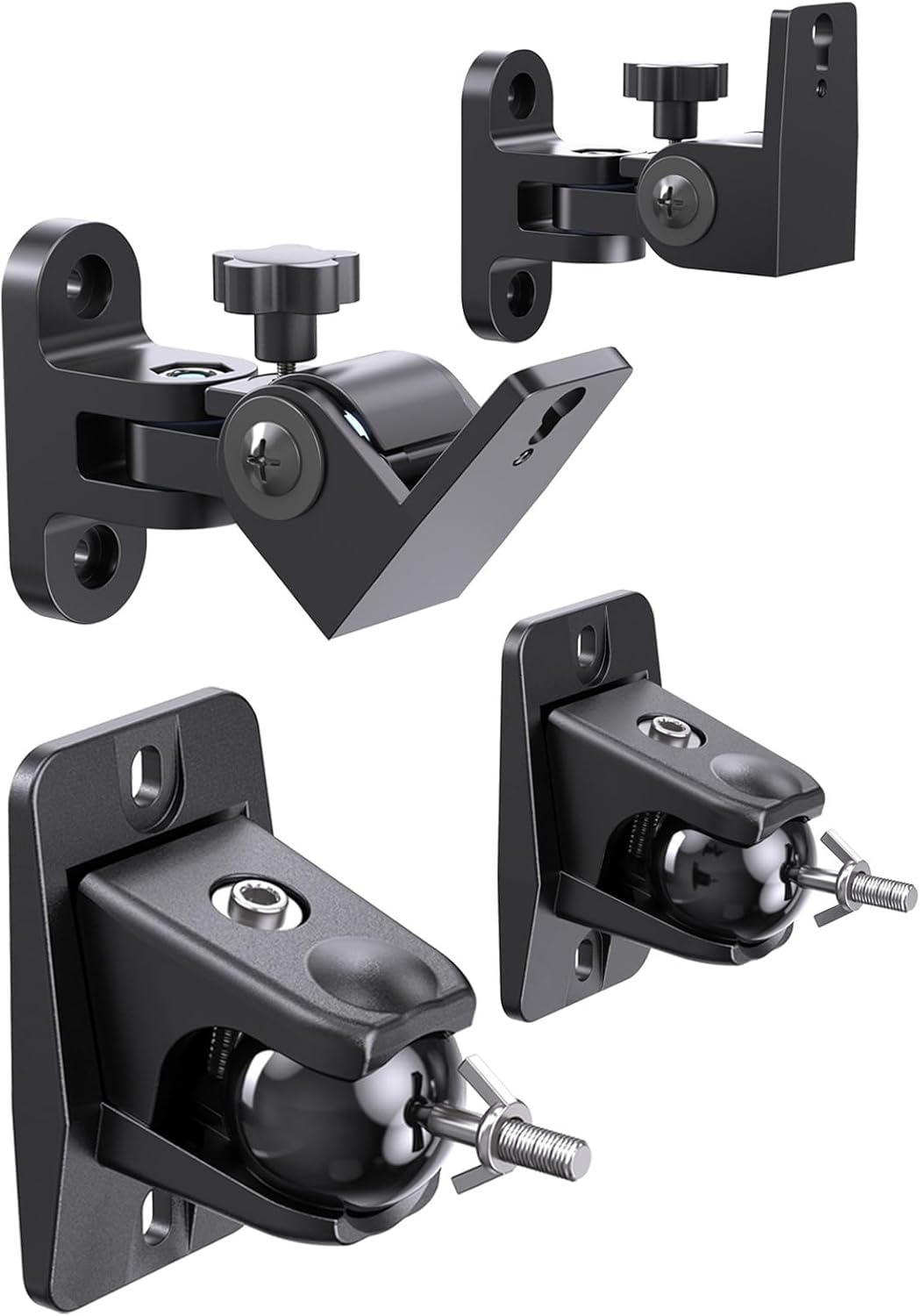 Speaker Wall Mounts, 2 Packs Universal Mounting Bracket for Small Bookshelf Speakers, Vertical 120°, Horizontal 180°Adjustment, Compatible with Bose, JBL, KEF,Sony & Others, Hold up to 32 lbs