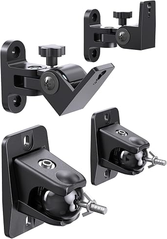 Speaker Wall Mounts, 2 Packs Universal Mounting Bracket for Small Bookshelf Speakers, Vertical 120, Horizontal 180Adjustment, Compatible with Bose, JBL, KEF,Sony & Others, Hold up to 32 lbs
