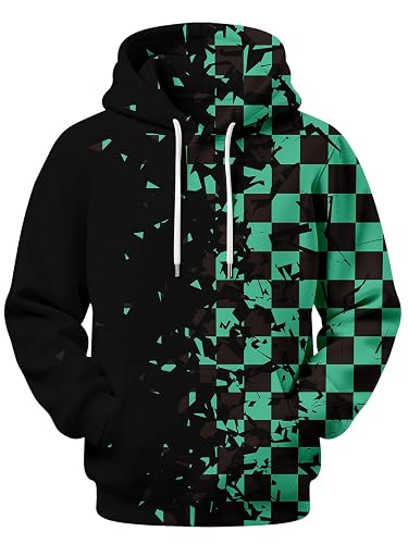 Mens Anime Graphic Hoodie Camo Wolf Spider Cool Design Pullover