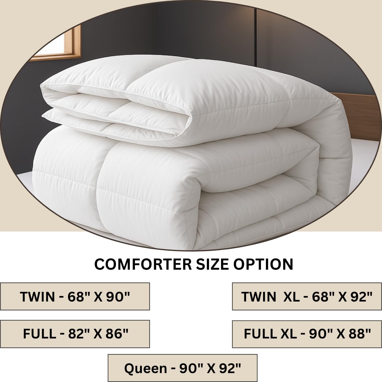 1 Piece Ultra Soft Microfiber Comforter, All Season 300 GSM Down Alternative Quilt, Lightweight Cozy Quilted Bedding, Full 82" x 86", White Solid