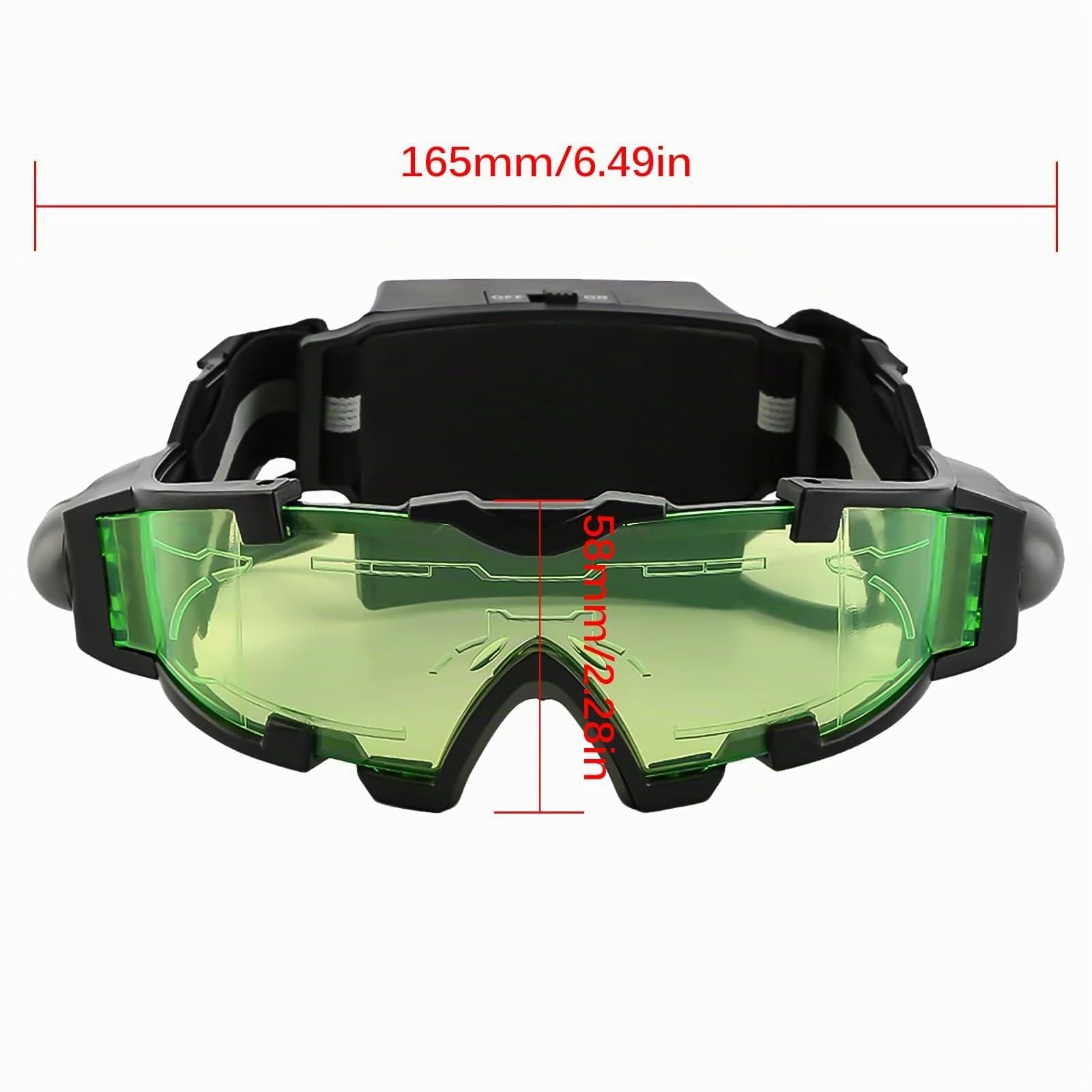 Wovatech Lunettes de Vision Nocturne | Lunettes de Protection à lentille Verte Nocturne à Del pour Enfants réglables avec lumières rabattables
