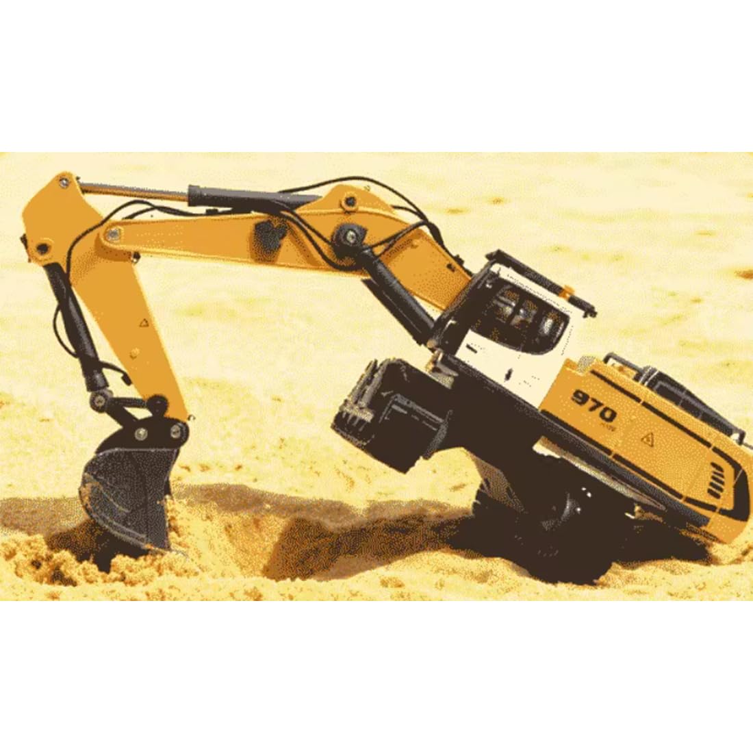 Ecavatore RC 2,4 GHz in scala 1:50 con elevata fedeltà ai dettagli, rotazione a 360° senza limitazioni, due batterie, sistema di propulsione a vite intera