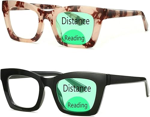2 lentes de lectura cuadrados TR90 con bloqueo de luz azul bifocal, para mujeres y hombres, lectores de computadora, dolor de cabeza