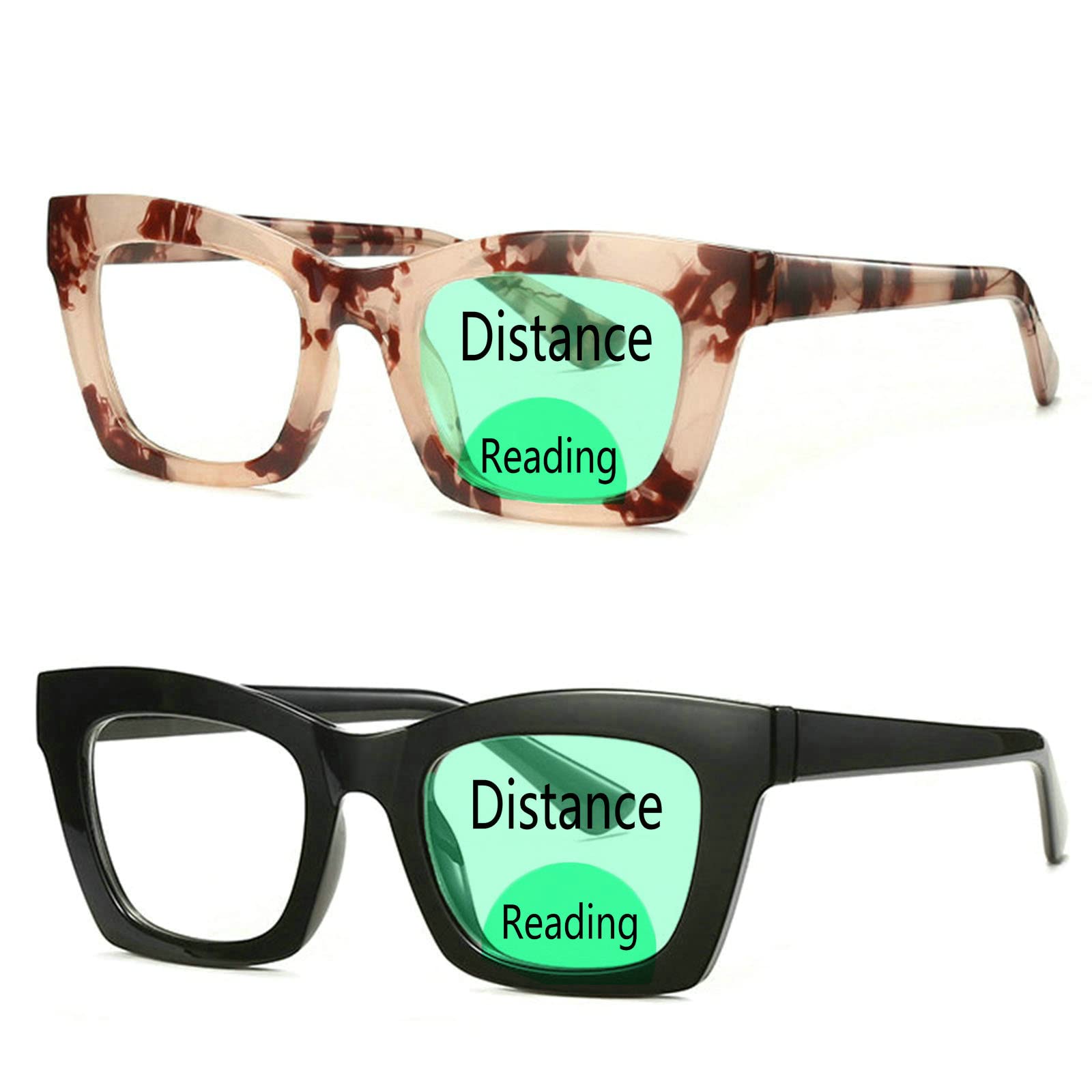 willochra 2pcs TR90 Square Bifocal Blue Light Blocking Reading Glasses for Women Men Computer Readers Eye Strain Headache