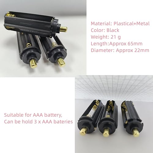 Miniatura 5 de BeeSpring 3 unidades de soporte de batería cilíndrico adaptador de caja de almacenamiento 3 x AAA 1.5V baterías adaptador tubo para linterna de