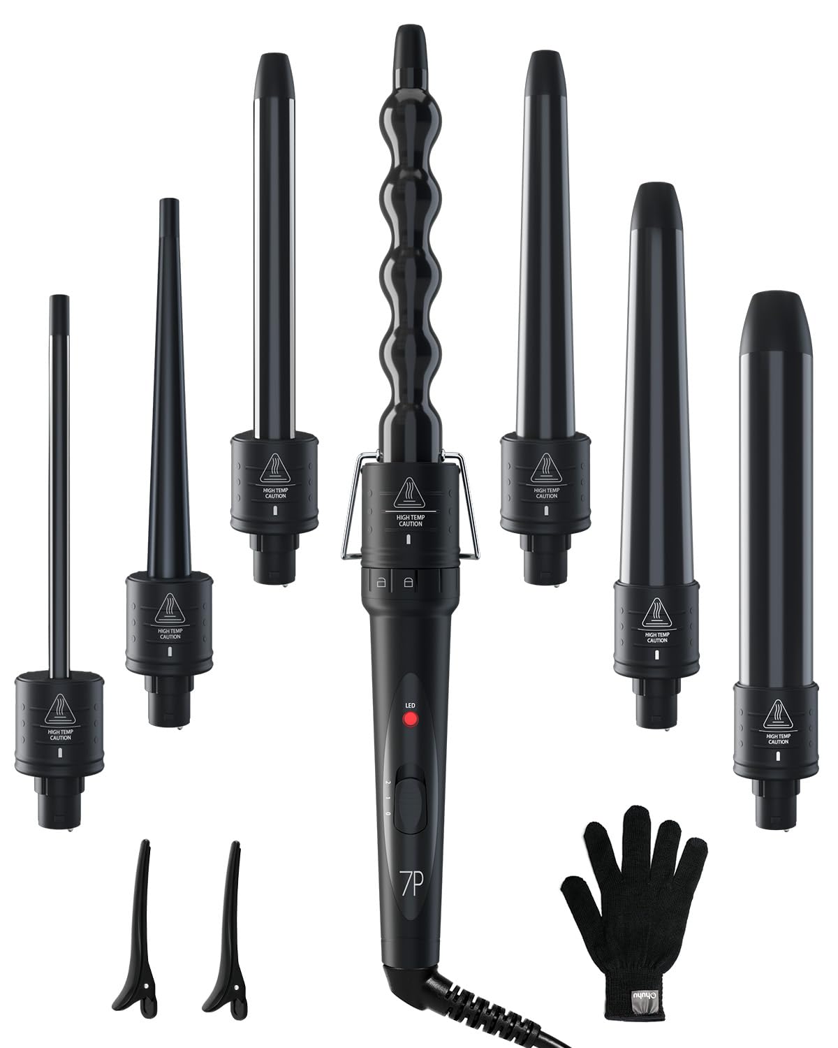 Amazon.com: 7 in 1 Curling Wand Set: Ohuhu Curling Iron Wand 7Pcs
