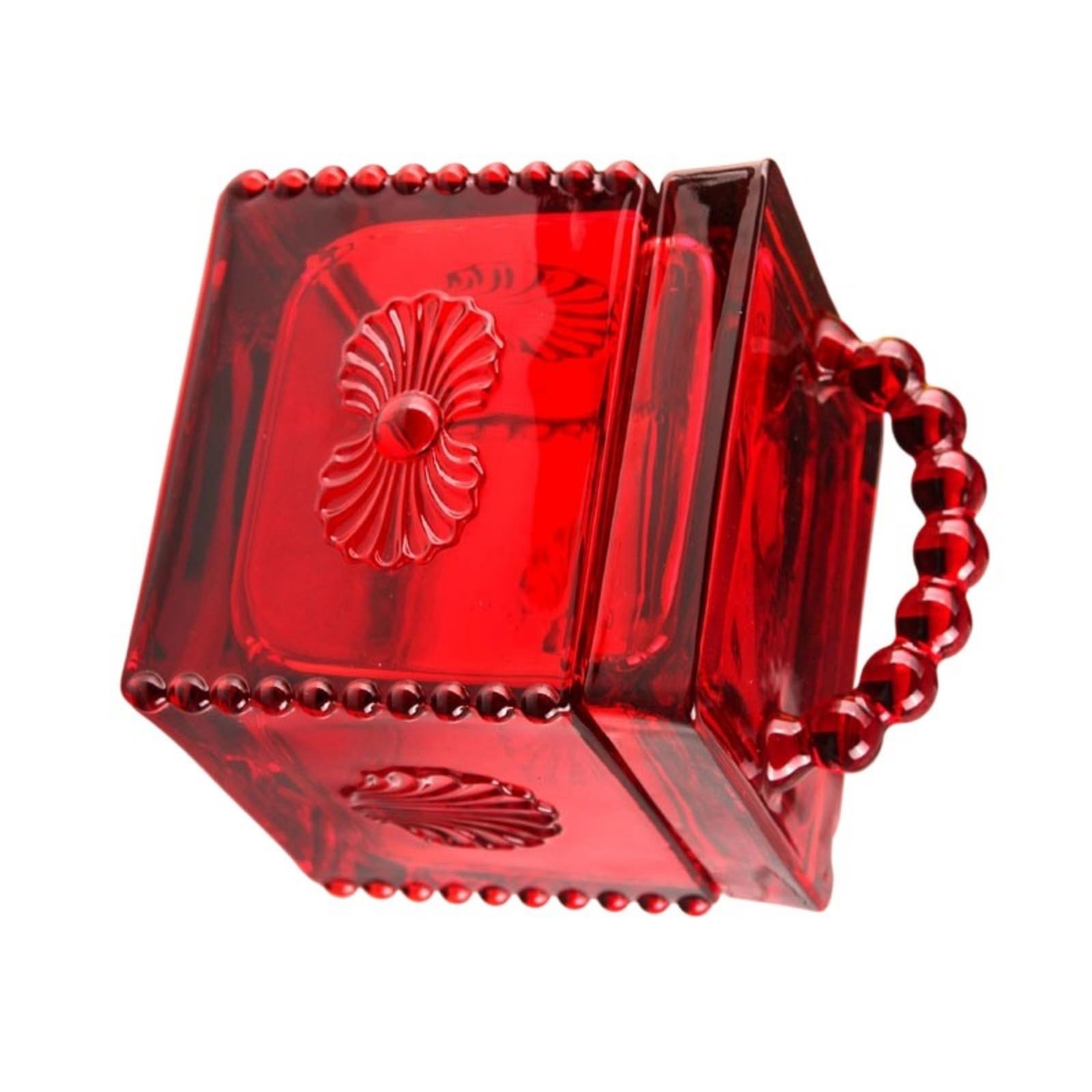 Msioytog Contemporary Square Candies Dispenser Sturdy Glass with Elegant Relief Patterns Household Storage Jar Storage Container Glass Canister