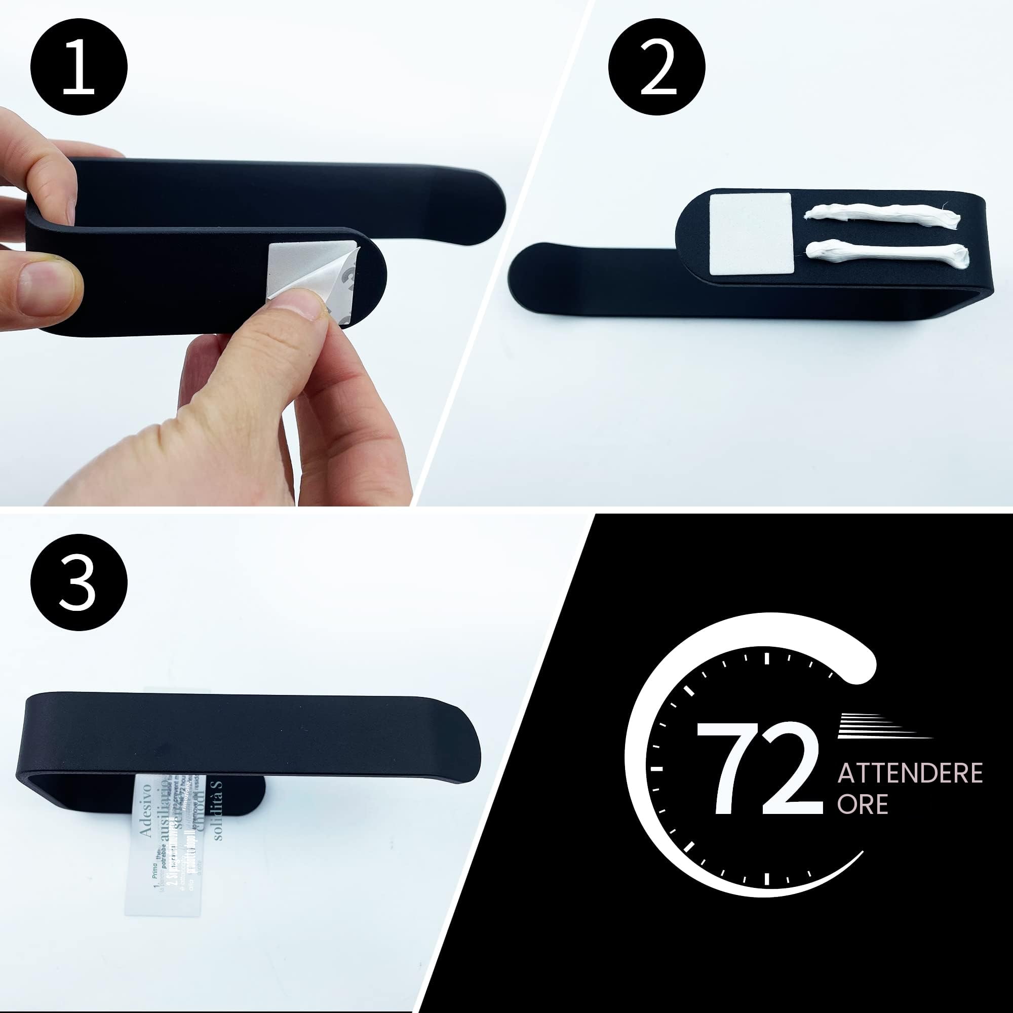 Set di accessori da bagno nero opaco 7 pezzi hardware adesivo portasciugamani carta igienica ganci per accappatoio